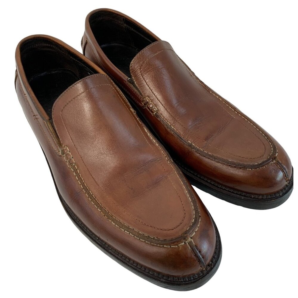 Mens 8.5 Donald J. Pliner Leather Loafer Italy Slip On Brown GUC 7322